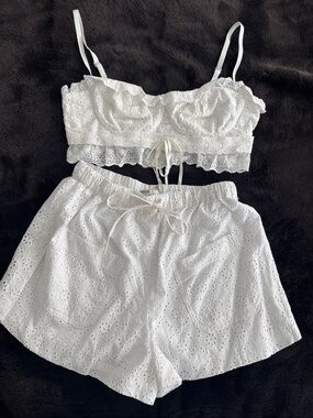 House of CB White Eyelet Lace Bralette & Shorts Set